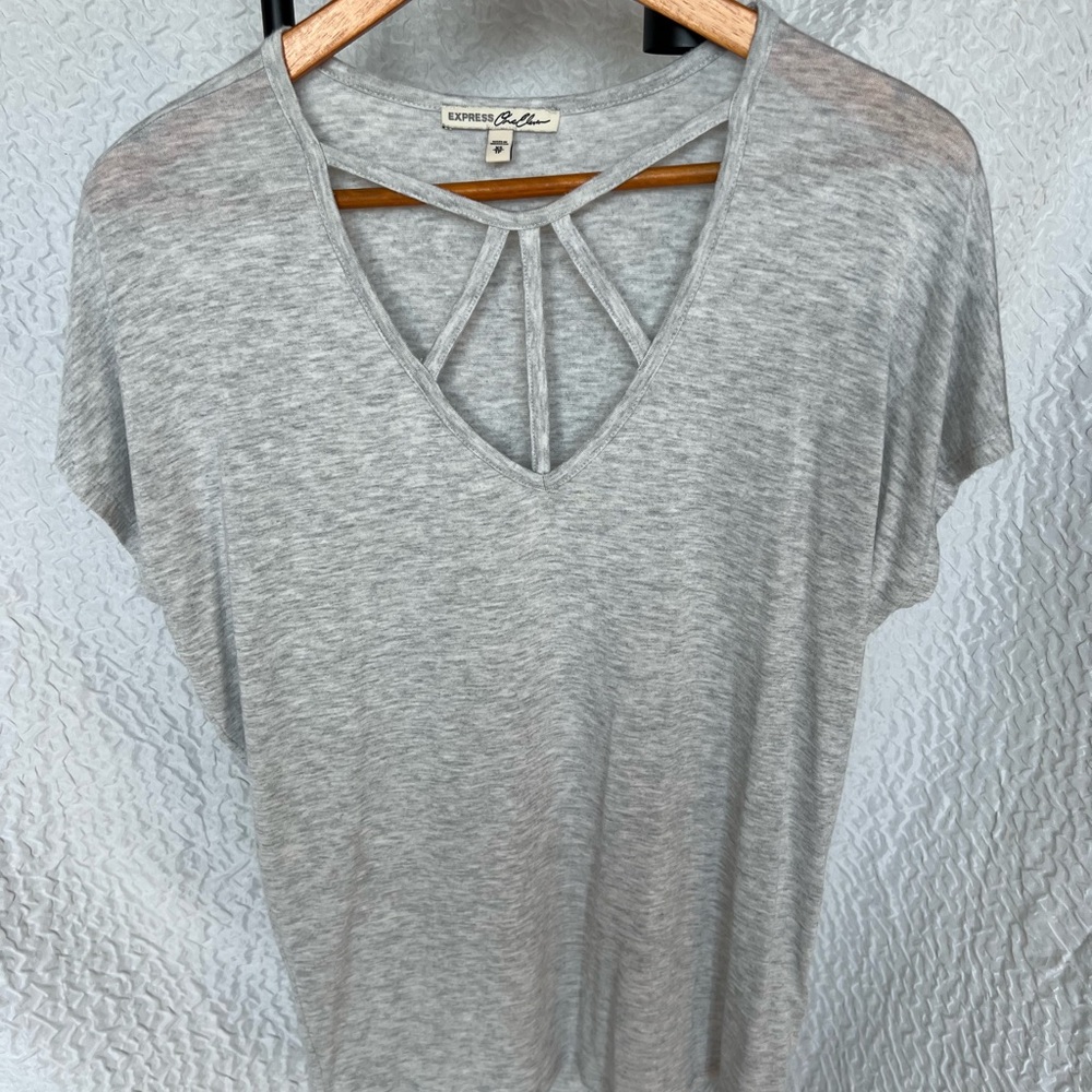 Express Light Gray Women's Short Sleeve Top